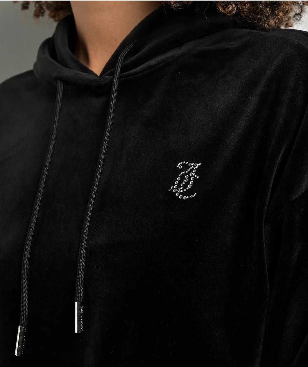 Juicy Couture OG Big Bling High Low Licorice Crop Hoodie Product Image