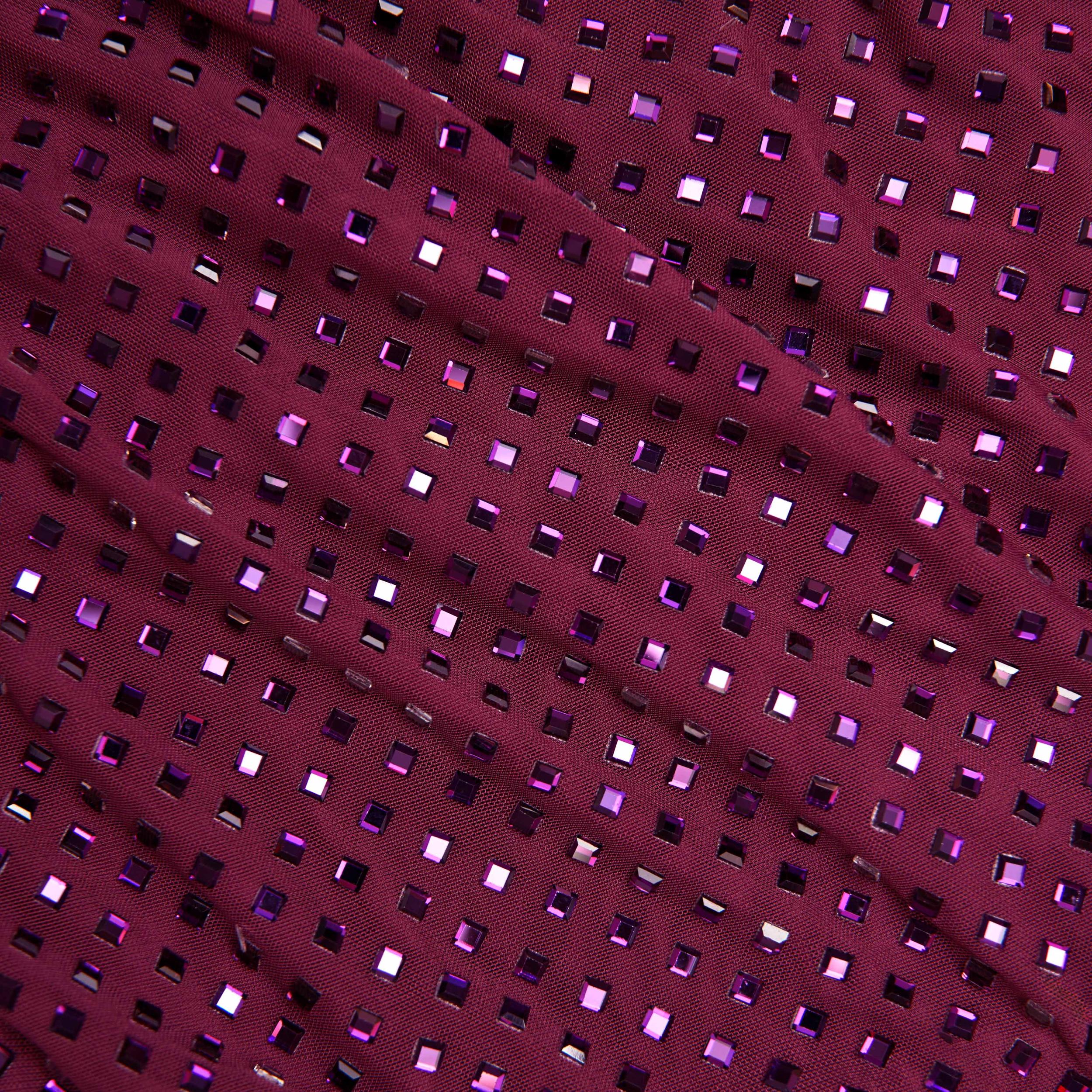 Burgundy Rhinestone Keyhole Maxi Dress Product Image