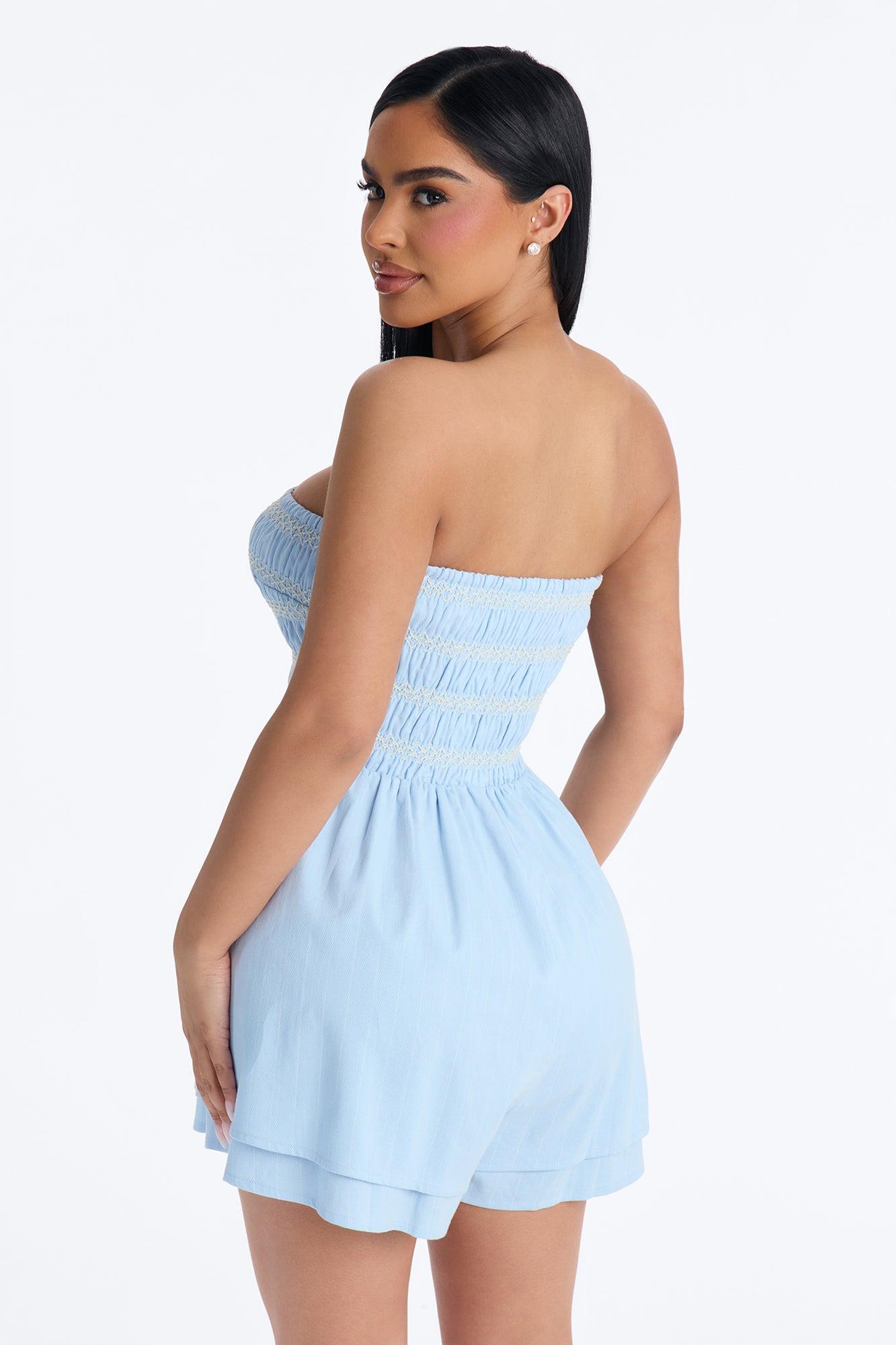 Chantel Strapless Romper - Light Blue Female Product Image