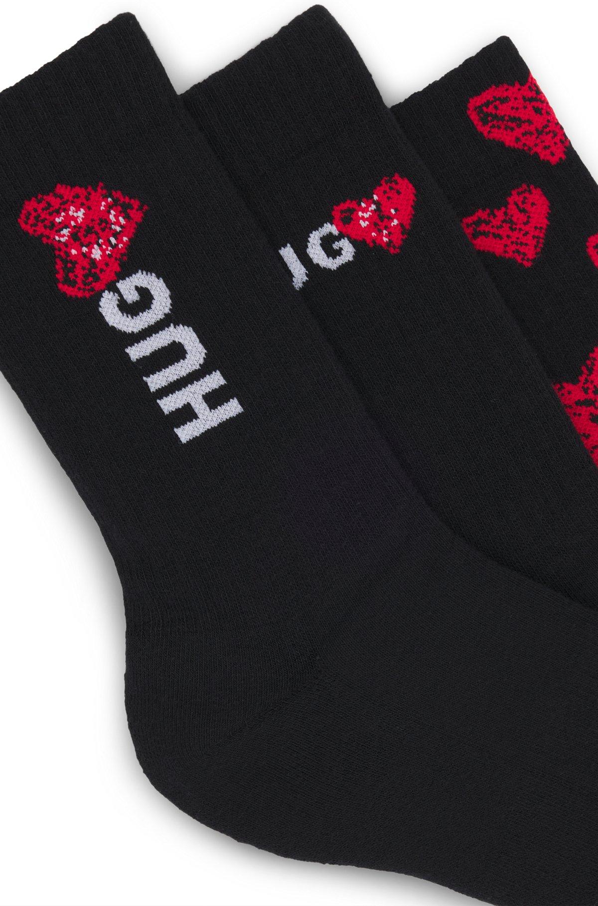 Three-pack of quarter-length socks with heart motifs Product Image
