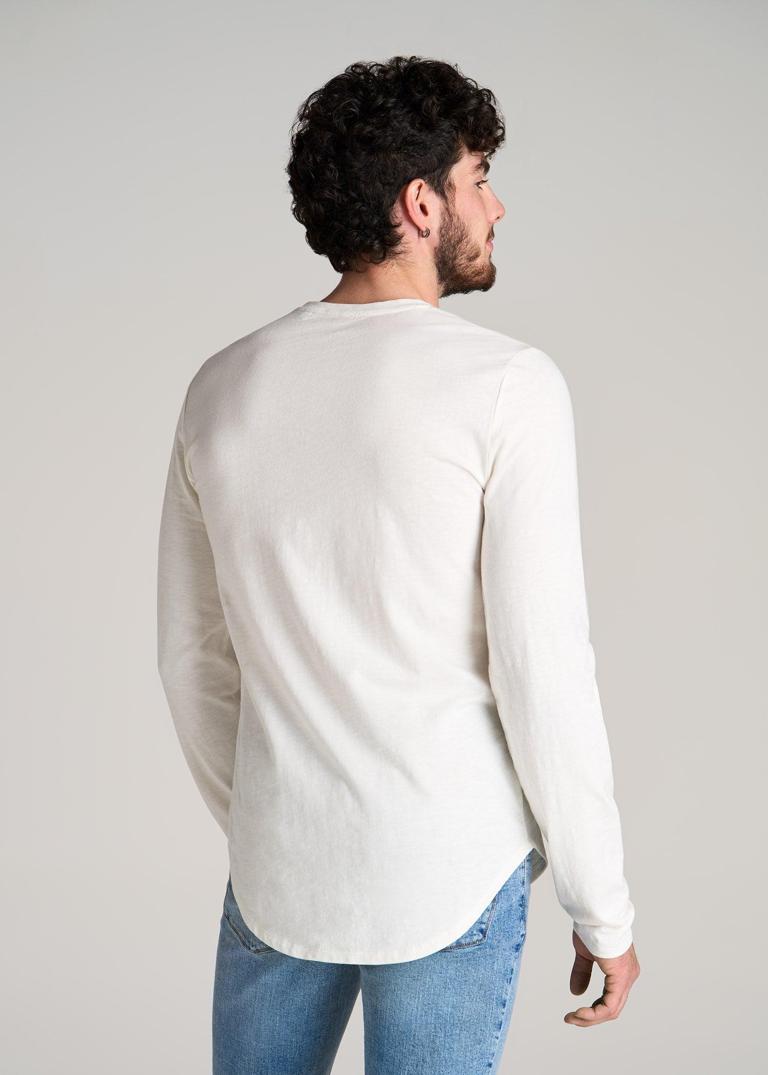 Slub Long Sleeve Scoop Tee for Tall Men in Ecru Male Product Image