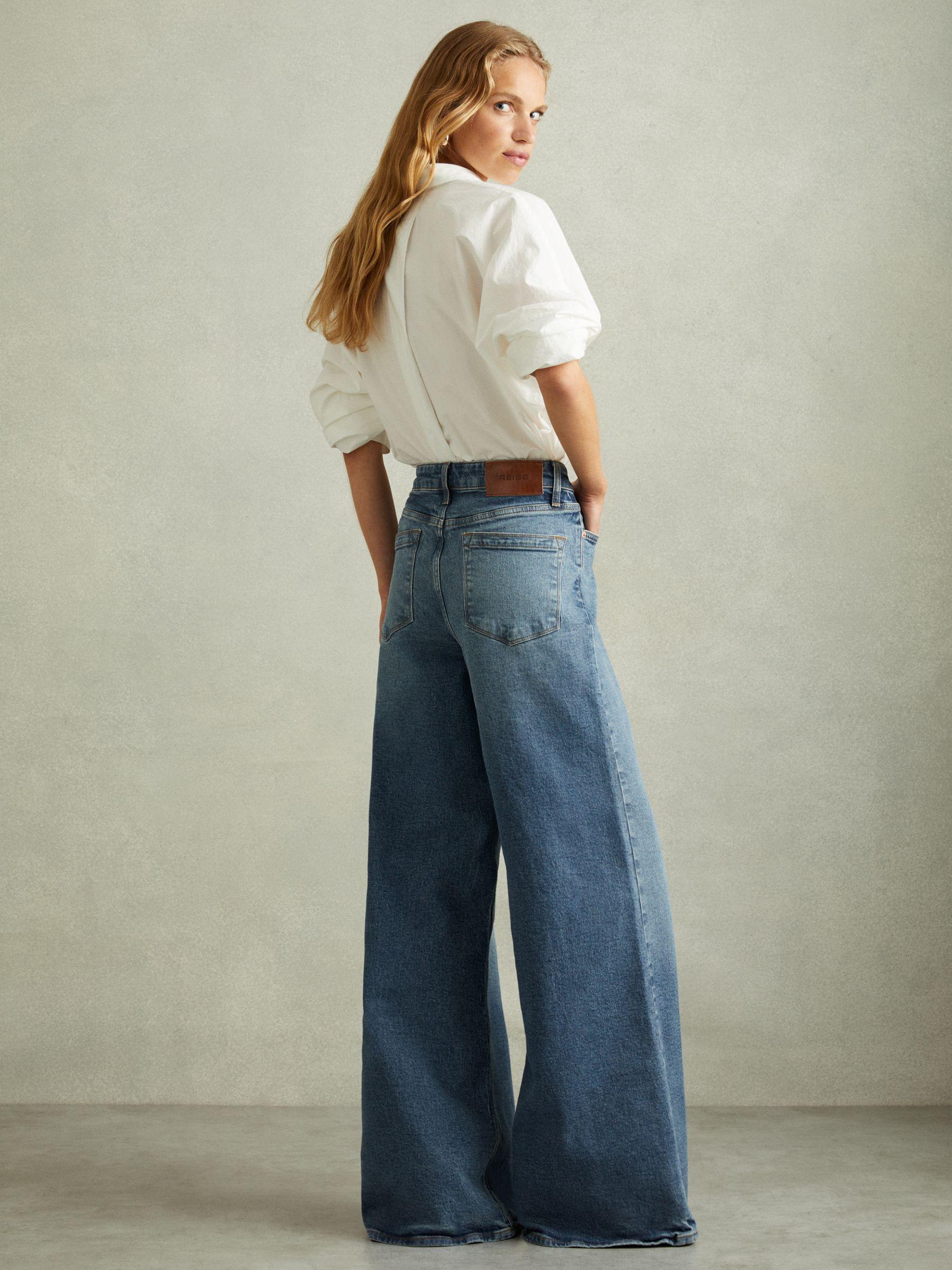 Wide Leg Jeans in Mid Blue Product Image