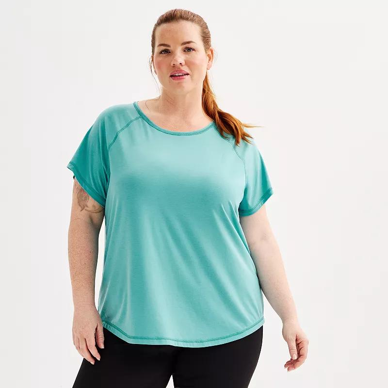 Plus Size Tek Gear® Core Raglan Tee, Women's, Size: 1XL, Solomon Product Image