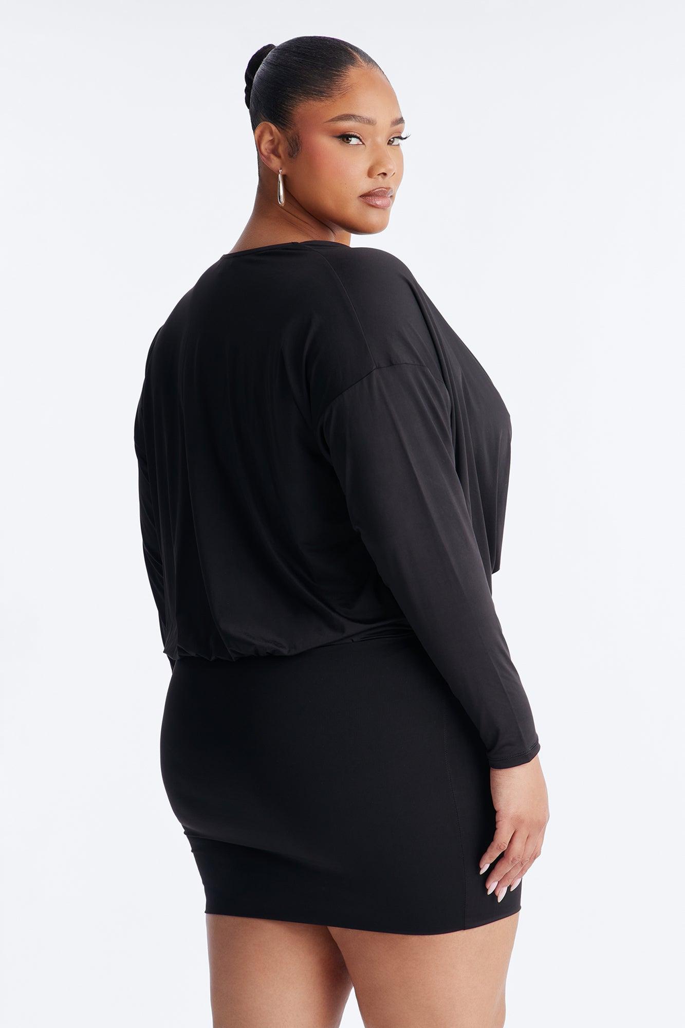 Odette Long Sleeve Mini Dress - Black Female Product Image
