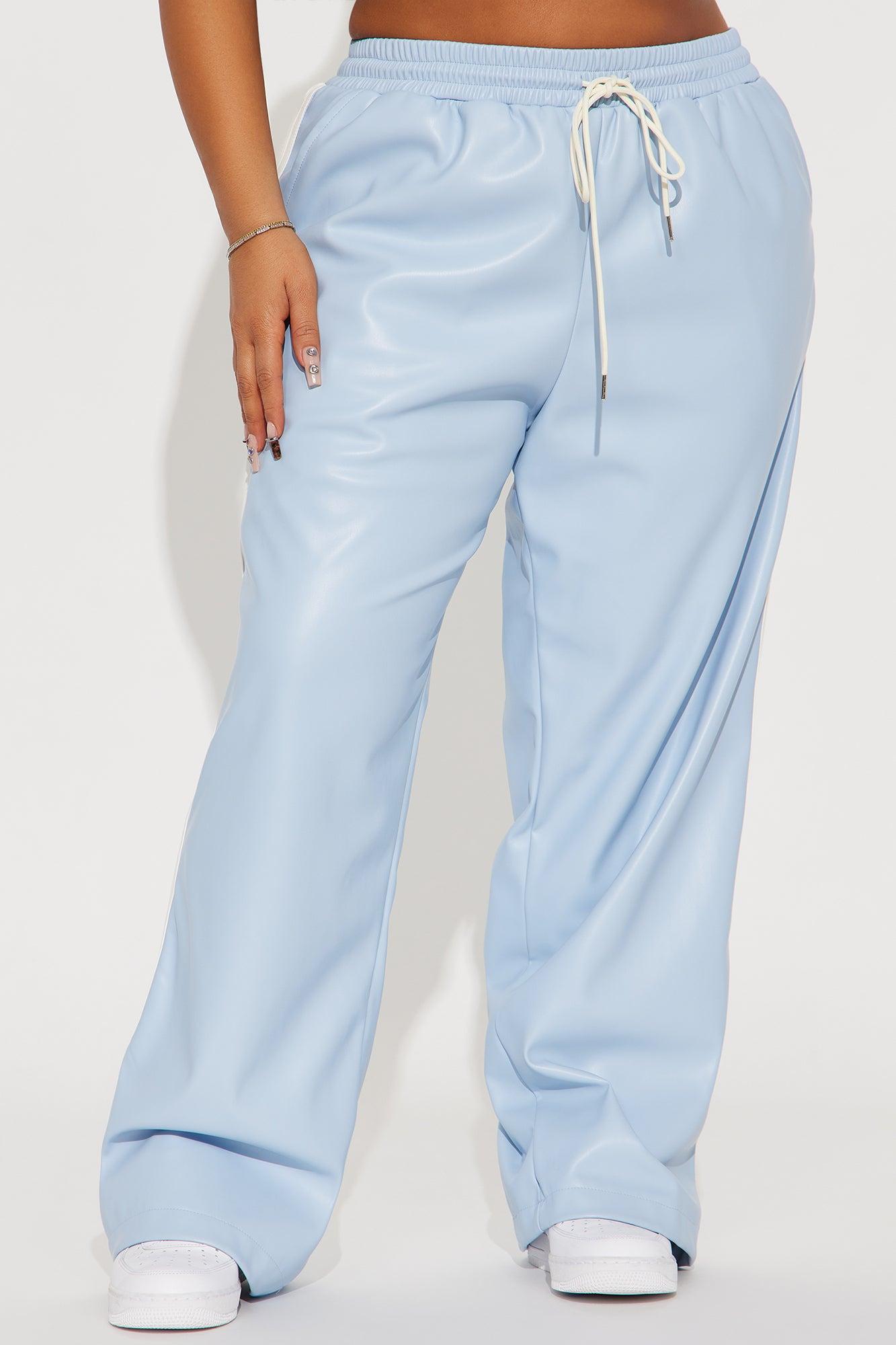 Misha Faux Leather Track Pant - Light Blue Product Image