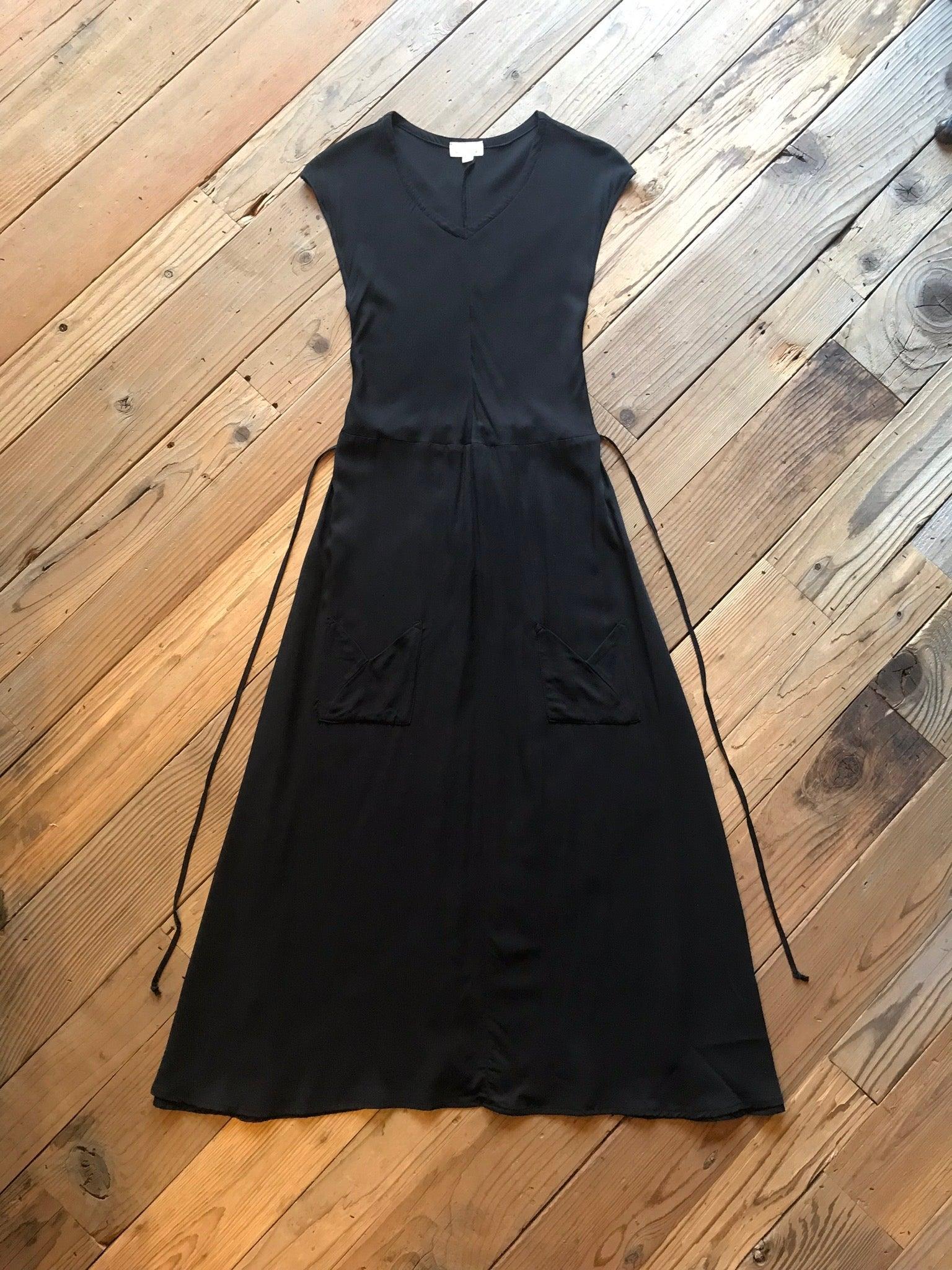Belted Bias Dress in Black Product Image