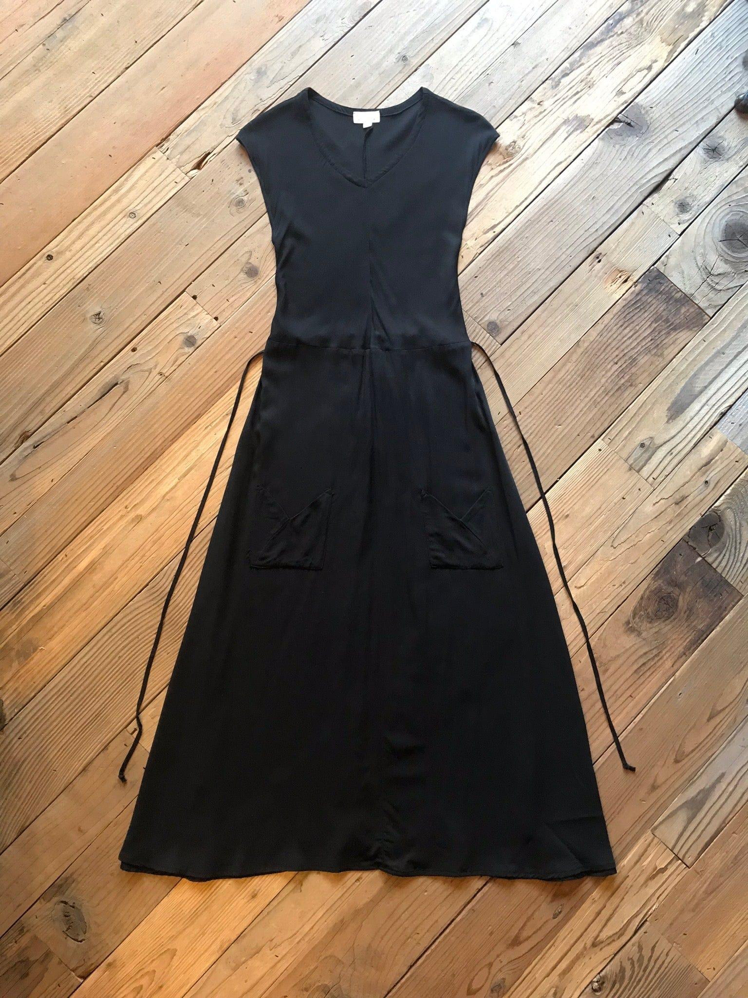 Belted Bias Dress in Black Product Image