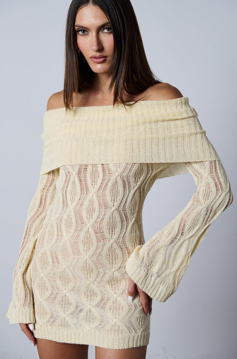 AKIRA Ordinary Woman Long Sleeve Off The Shoulder Mini Dress | mall Product Image