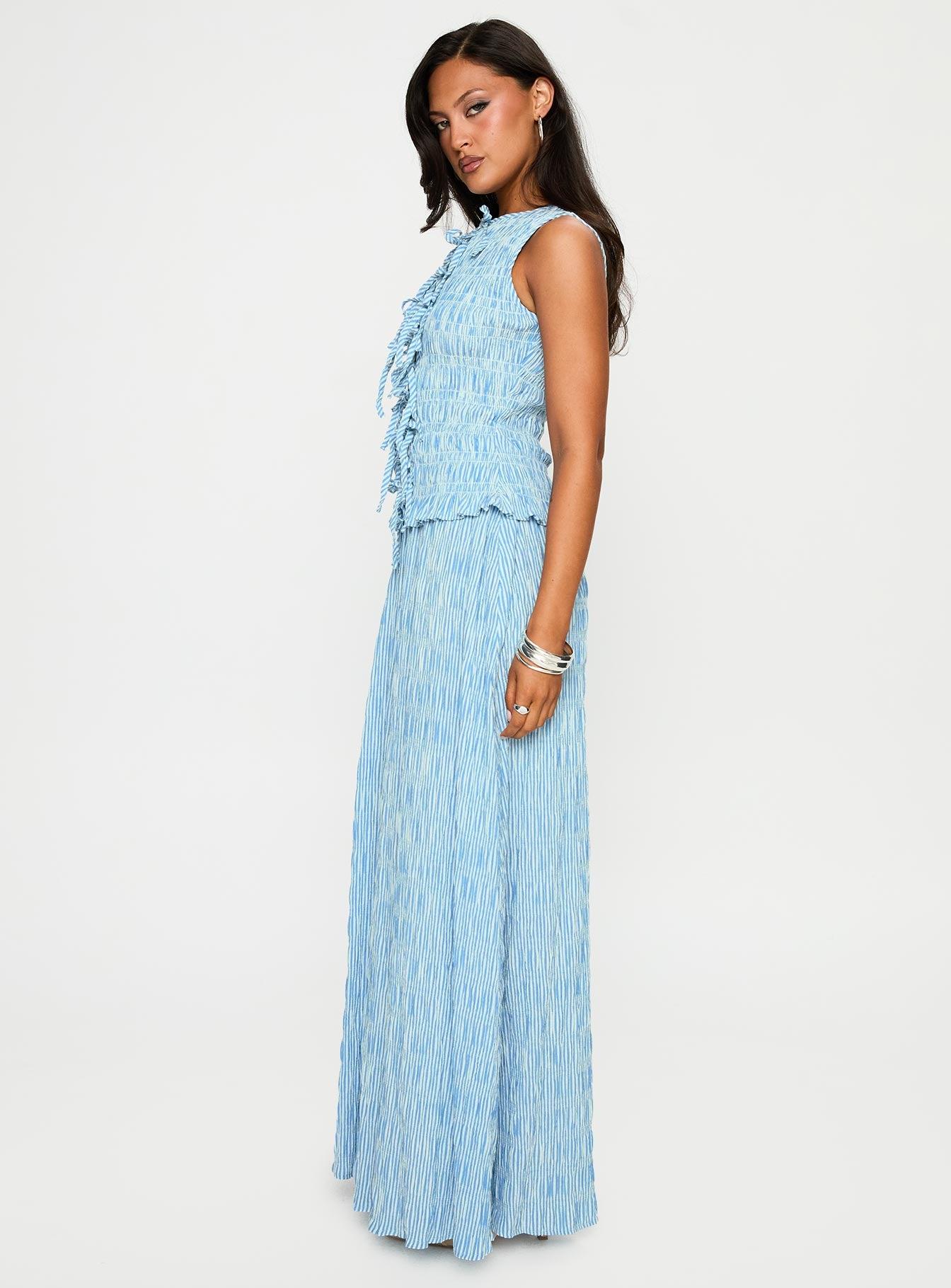 Songbird Shirred Maxi Dress Blue Product Image