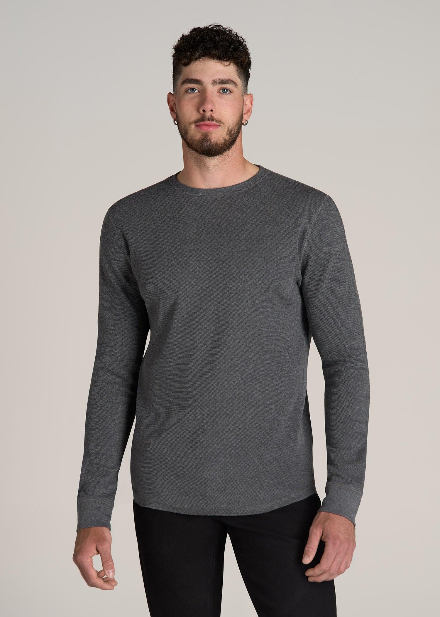 Double Honeycomb Thermal Crewneck  for Tall Men in Charcoal Mix Male Product Image