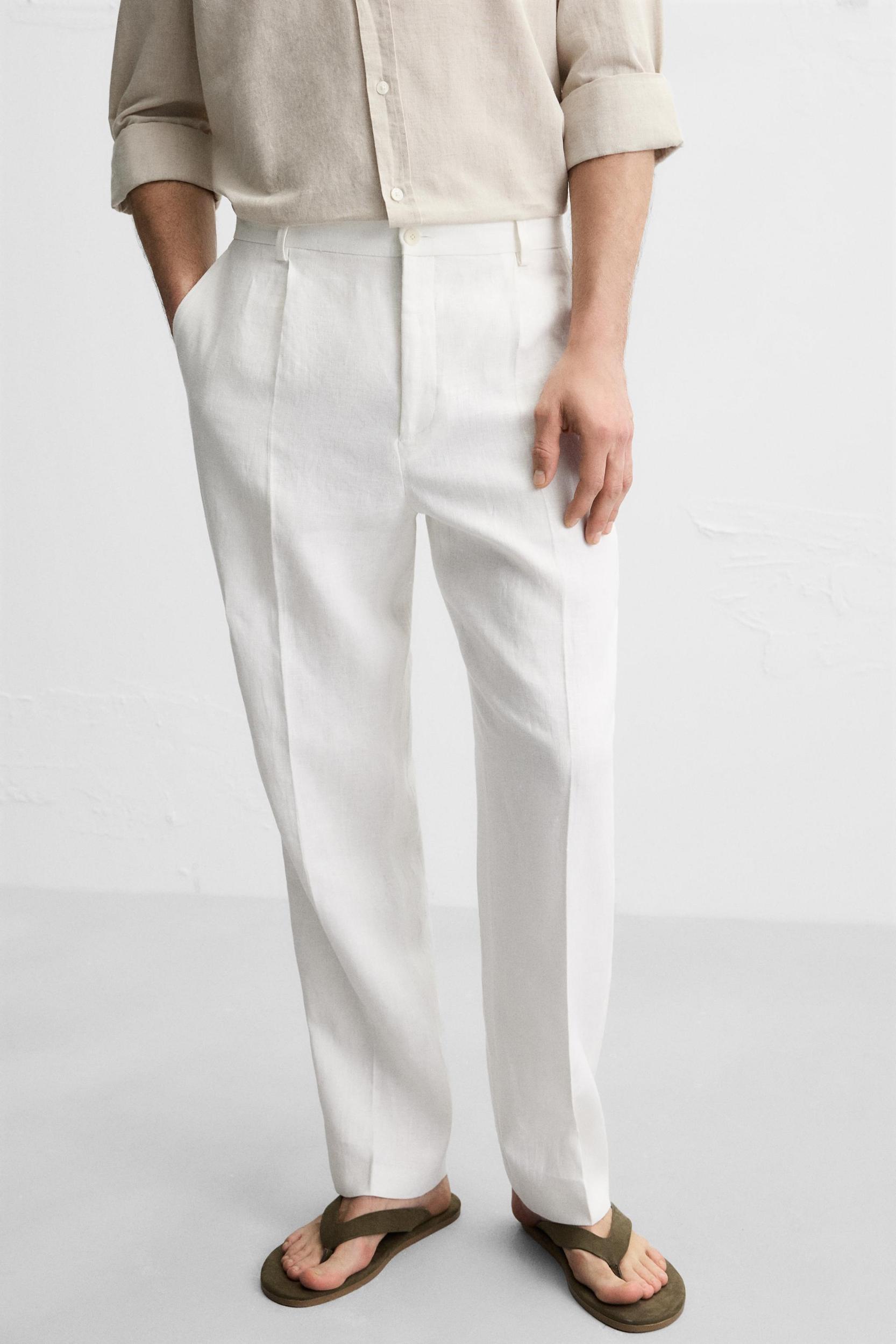 100% LINEN PLEATED PANTS Product Image