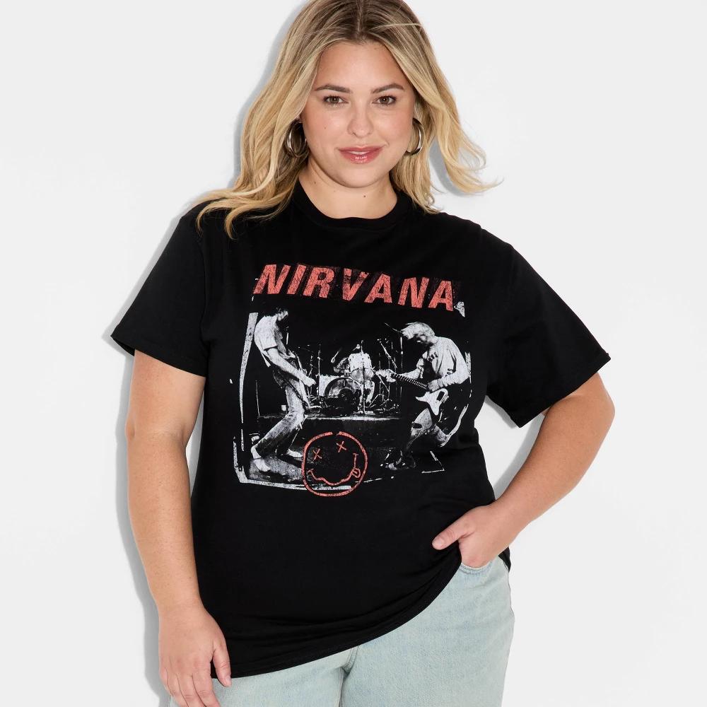 Women's Nirvana Short Sleeve Graphic T-Shirt - Black 3X Product Image
