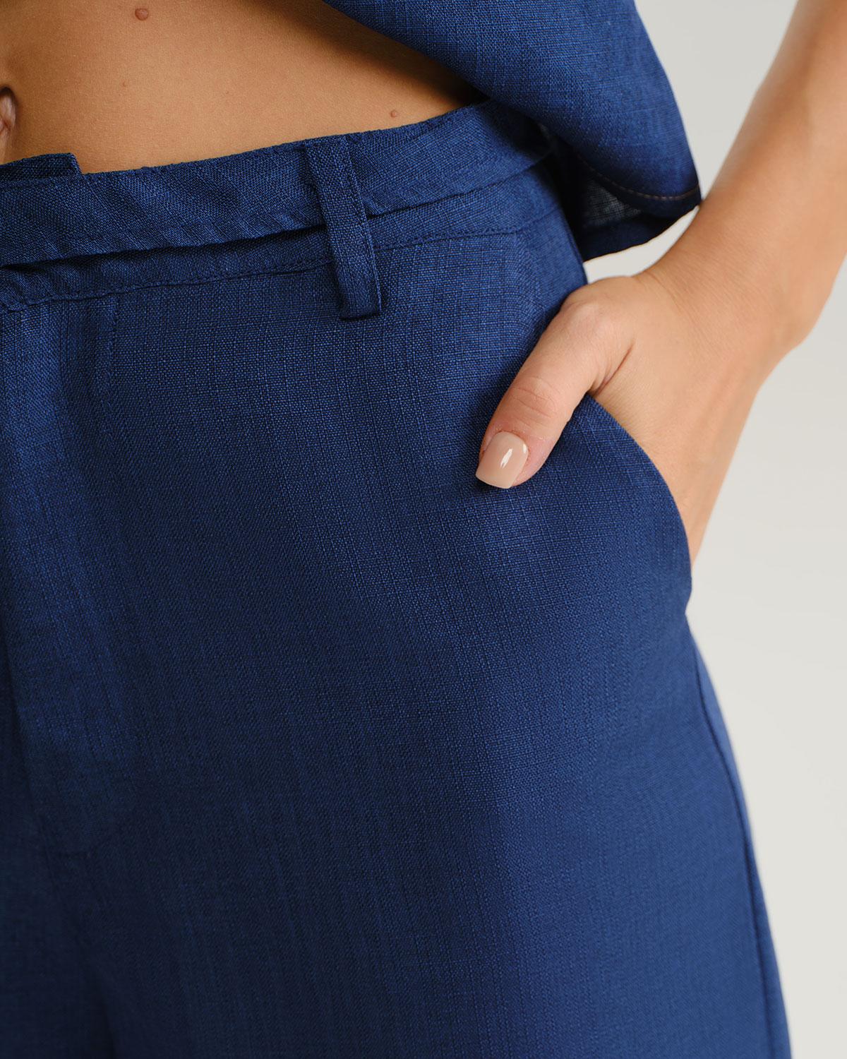 Blue Natural Waisted Wide Leg Pants Product Image
