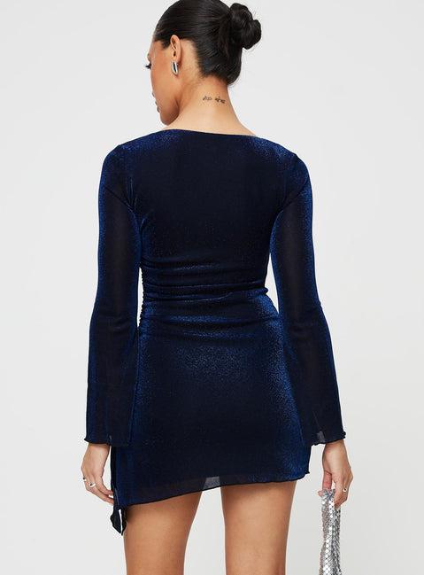 Donelli Long Sleeve Mini Dress Navy Lower Impact Product Image