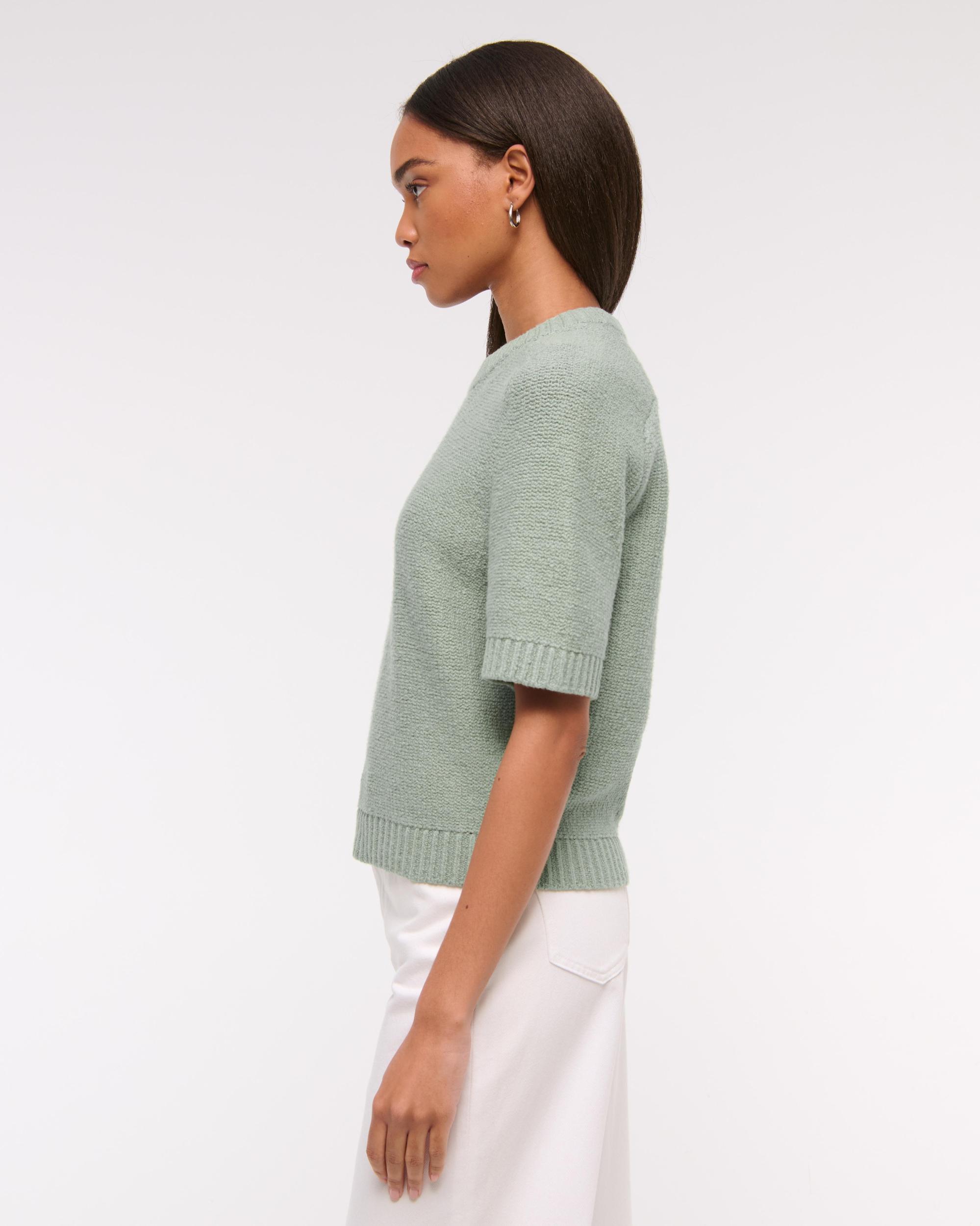 The A&F Madeline Textural Crew Sweater Tee Product Image