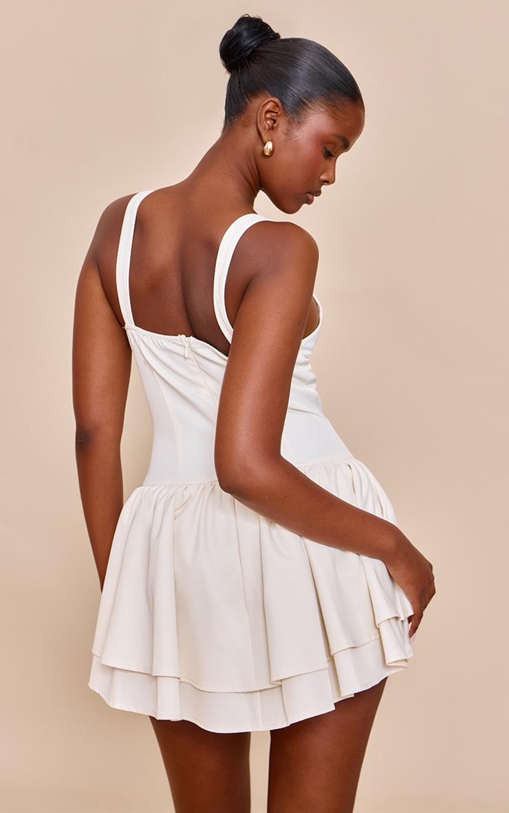 Cream Woven Corset Detail Skater Skort Romper Product Image