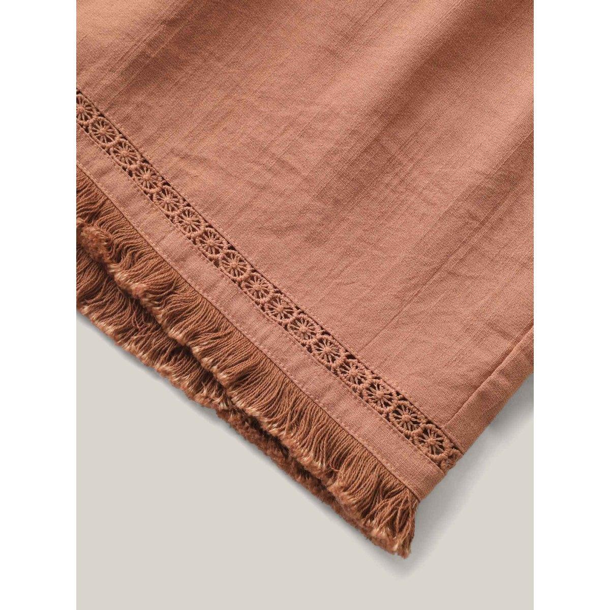 Plus Size Tassel Hem Solid Shorts Women Rust Resort Tassels Wide Leg Vacation Shorts BloomChic 30/6X Product Image