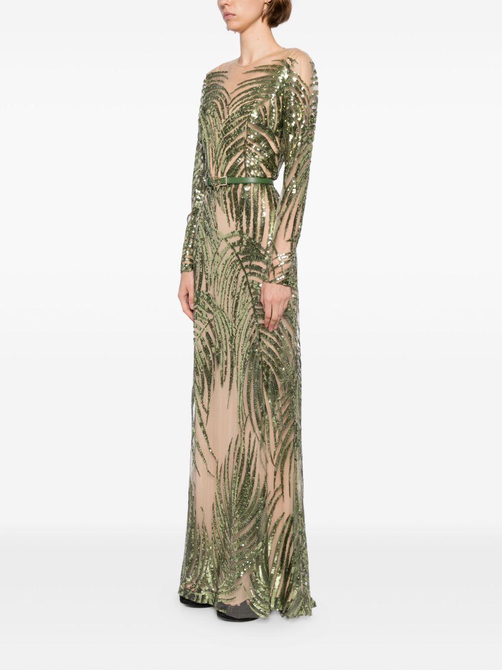 embroidered tulle long dress Product Image