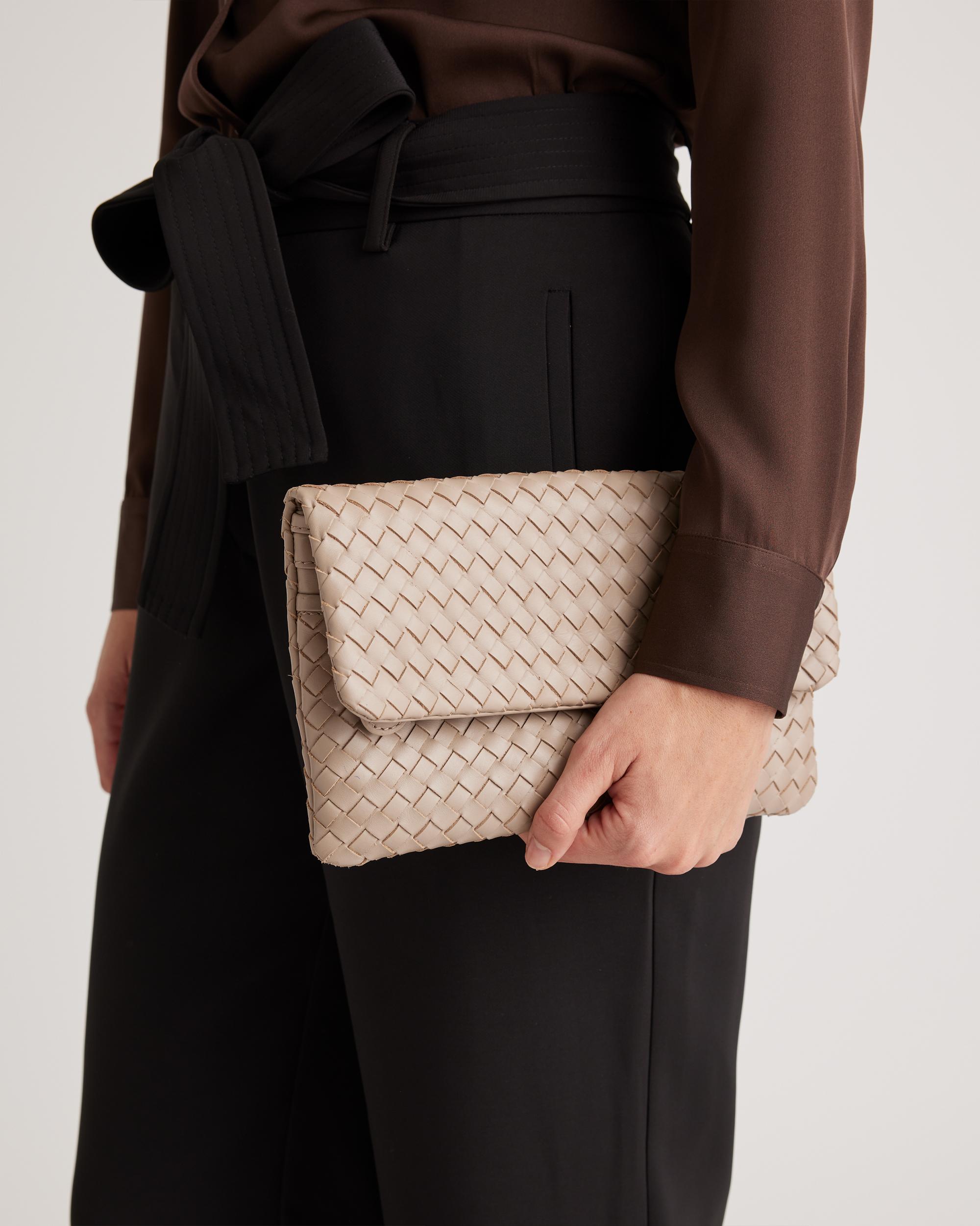 Quince | Women's Italian Leather Handwoven Convertible Clutch Product Image