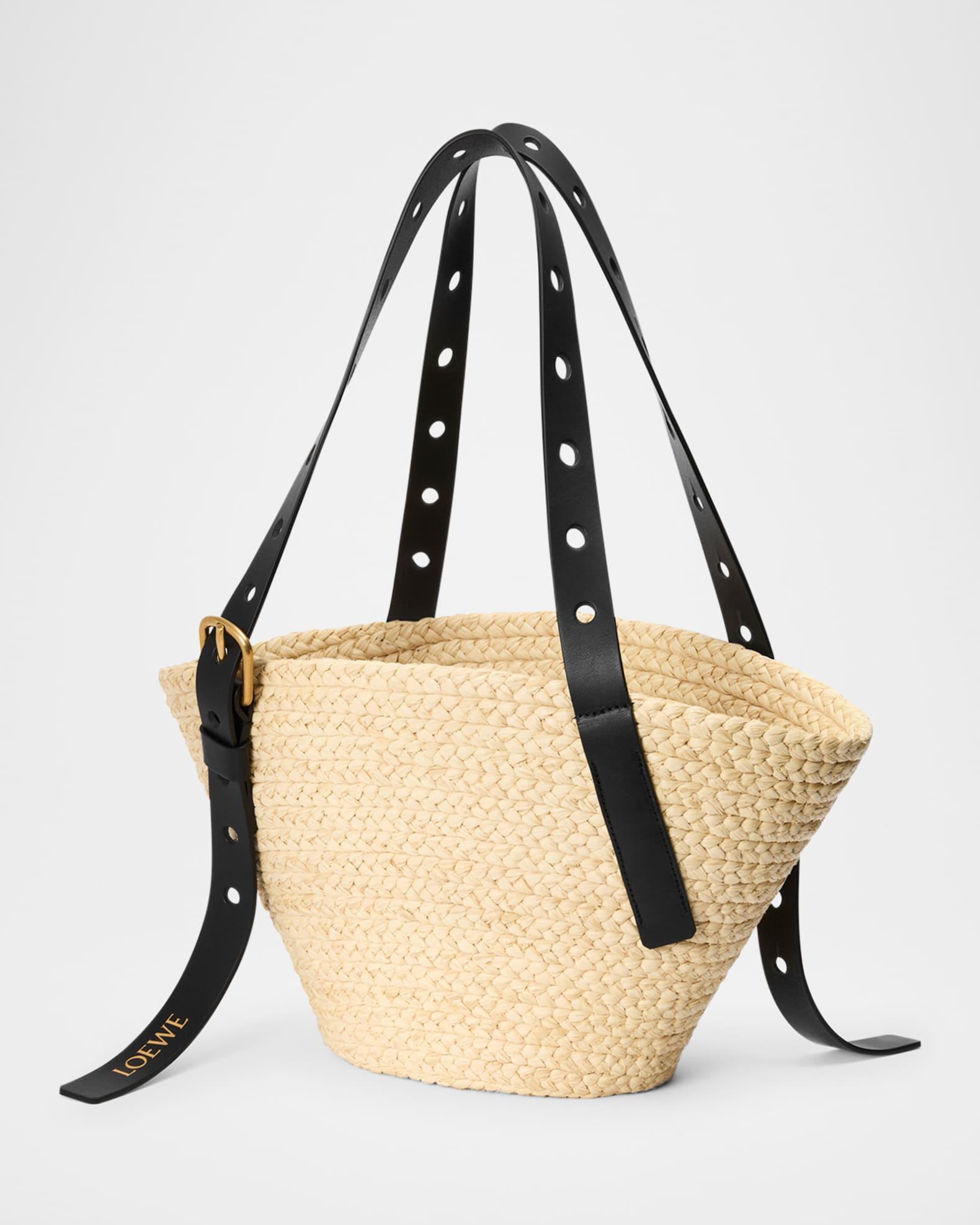 x Paula’s Ibiza Punch Hole Small Basket Shoulder Bag in Raffia Product Image