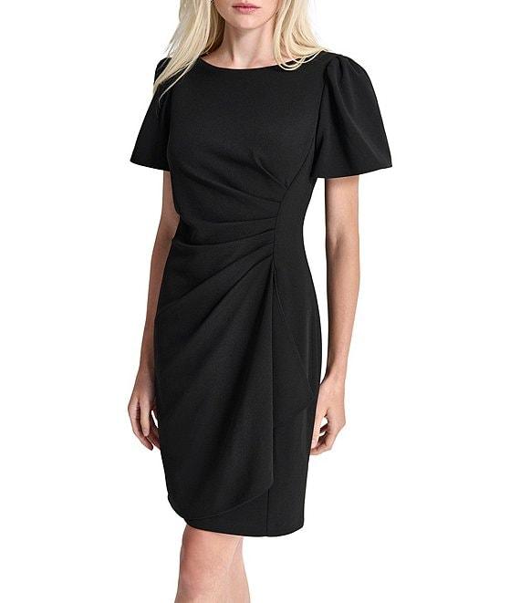 DKNY by Donna Karan Petite Size Short Sleeve Scuba Crepe Sheath Dress Product Image
