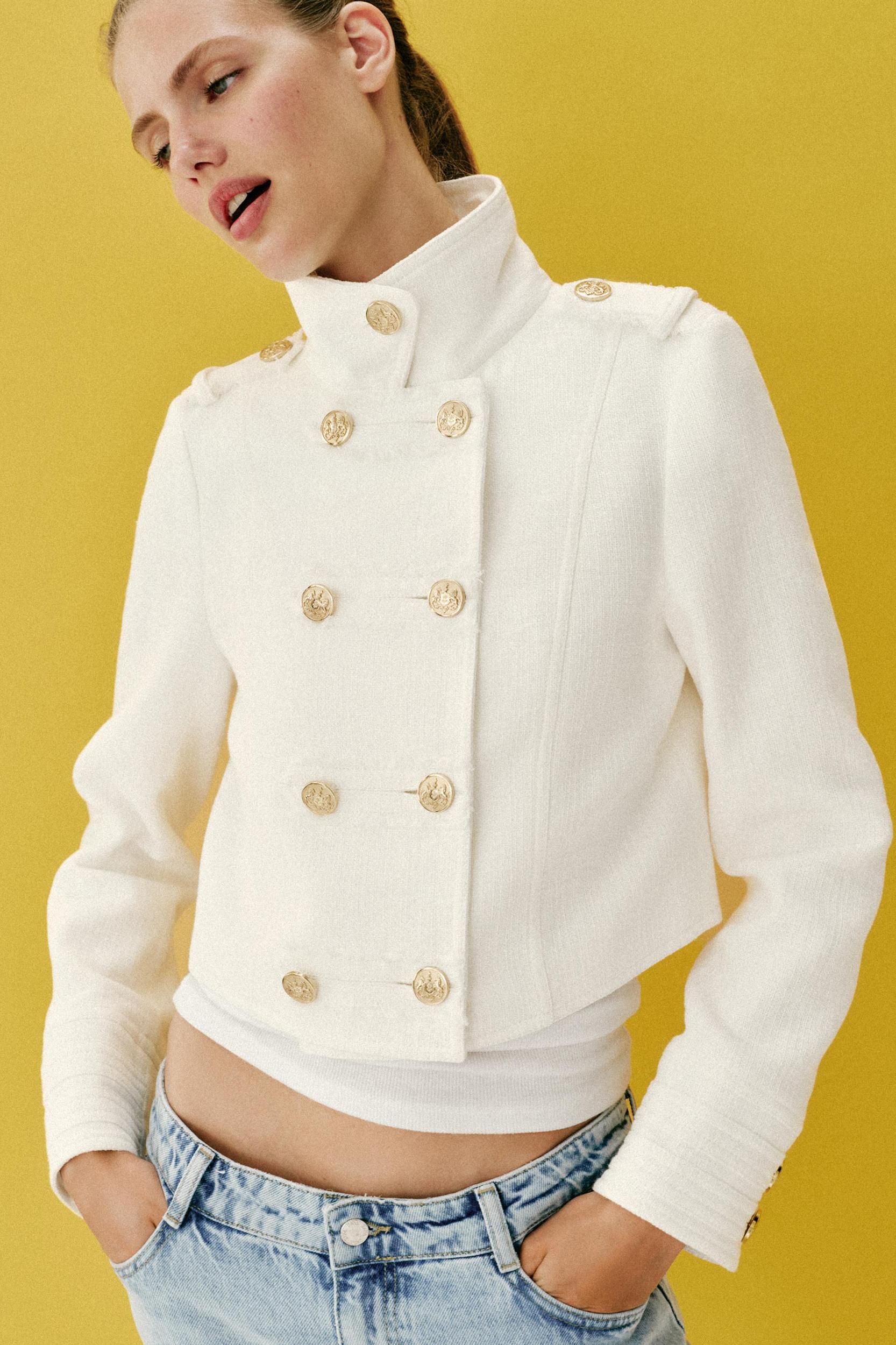 GOLD BUTTON WRAP JACKET Product Image
