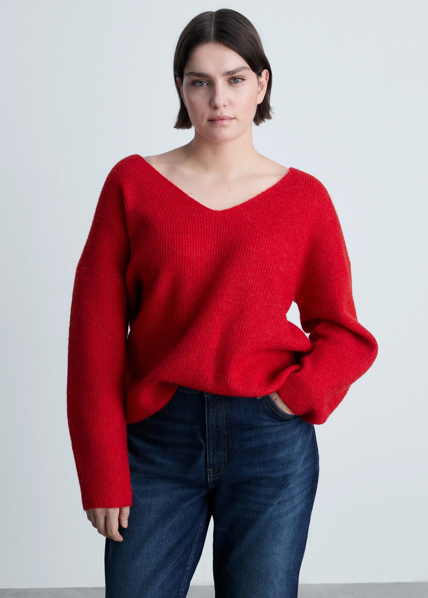 V-neck knit sweater - Women | MANGO USA Product Image