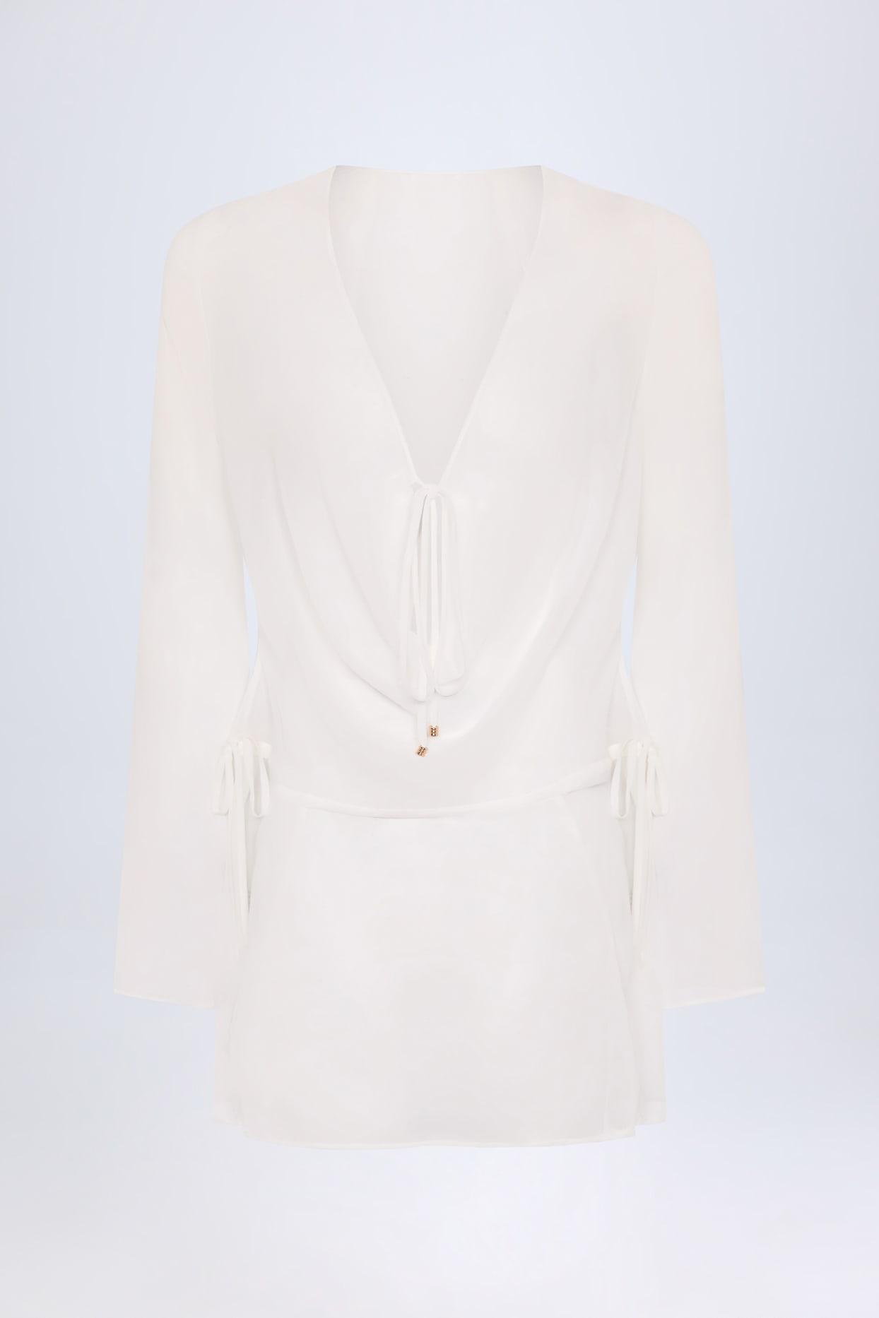 Cowl-Neck Mini Dress in White Product Image