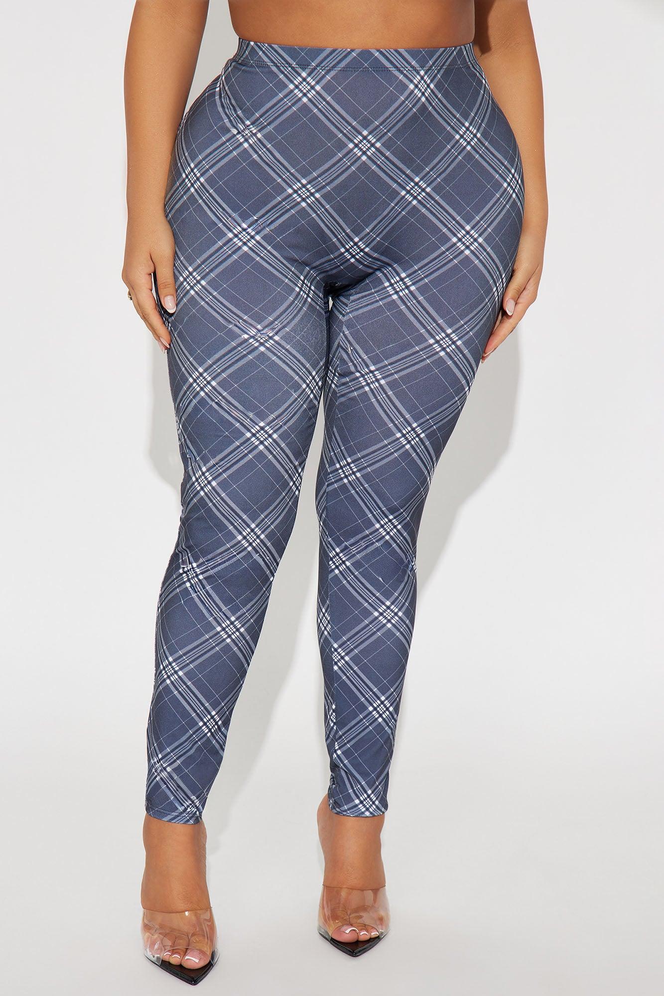 Carmen Mid Rise Plaid Legging - Grey/combo Female Product Image