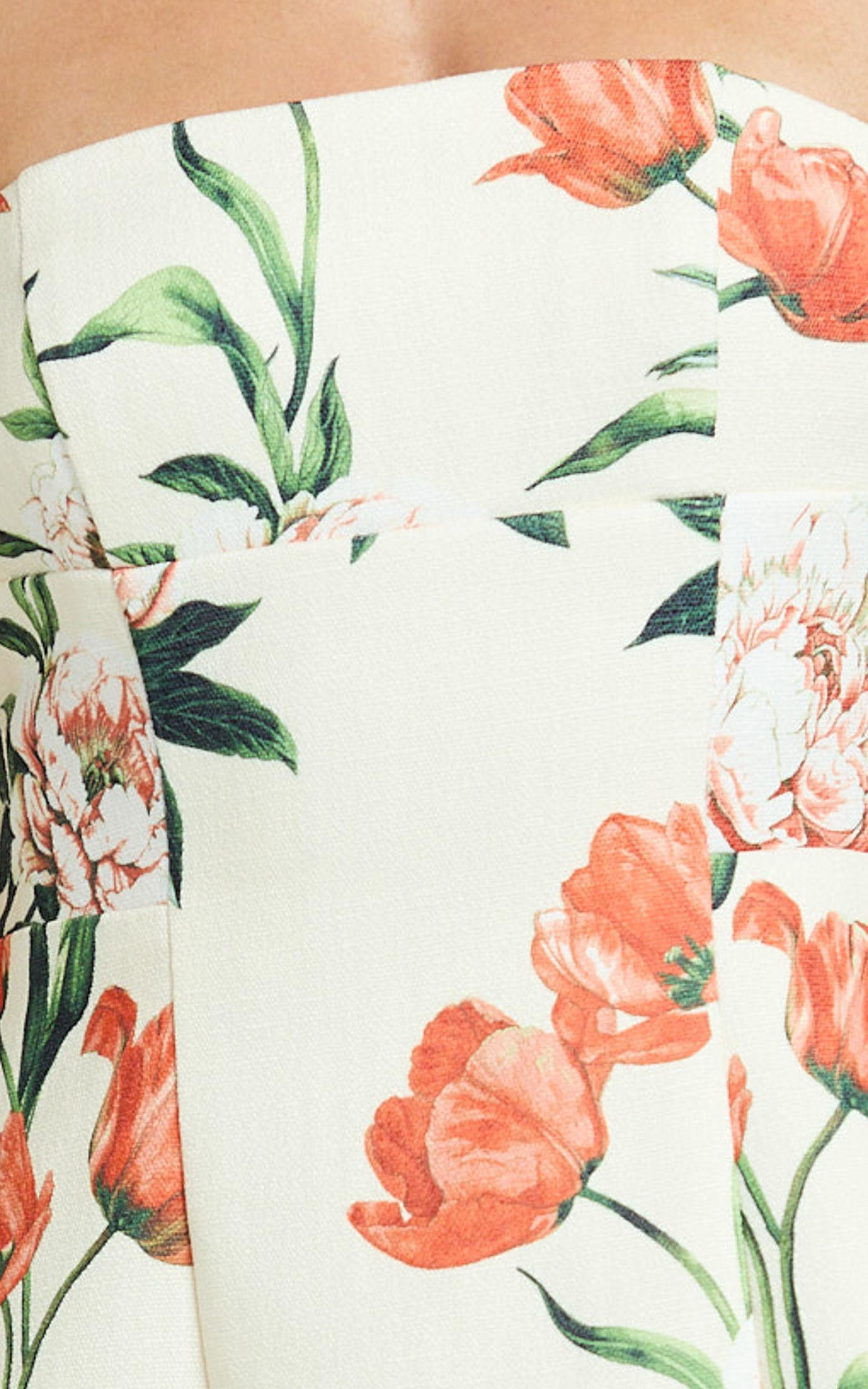 Catharine Mini Dress - Strapless A Line Dress in Rustic Floral Product Image