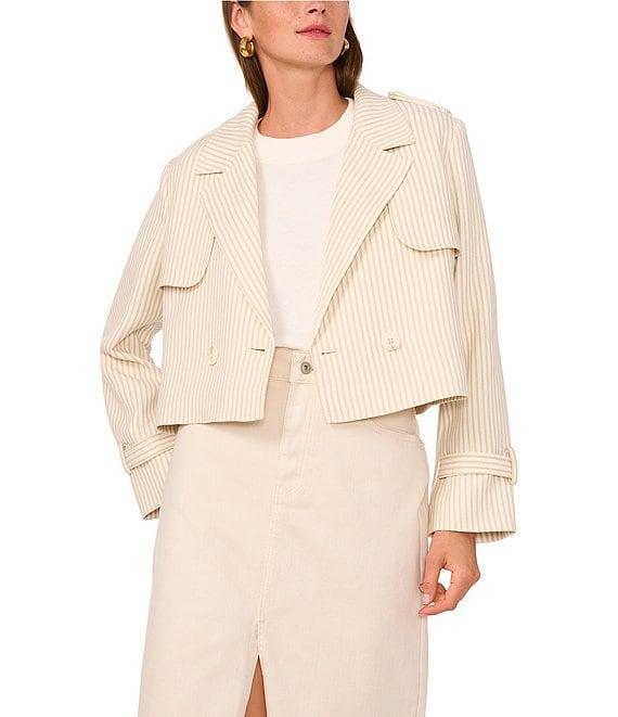 1. STATE Striped Double Breasted Long Sleeve Lapel Jacket Product Image