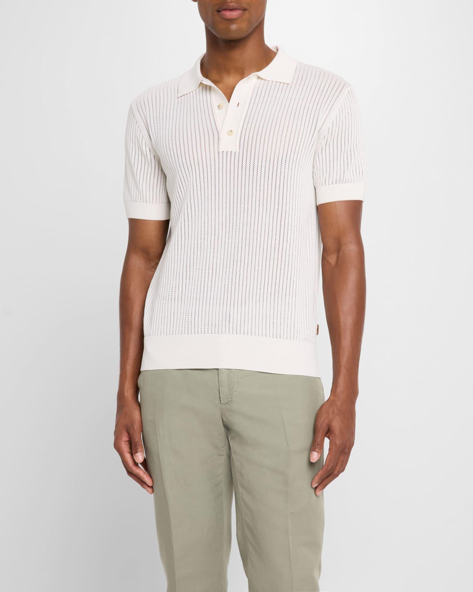 Men's Justin Cotton and Silk Short-Sleeve Polo Sweater Product Image