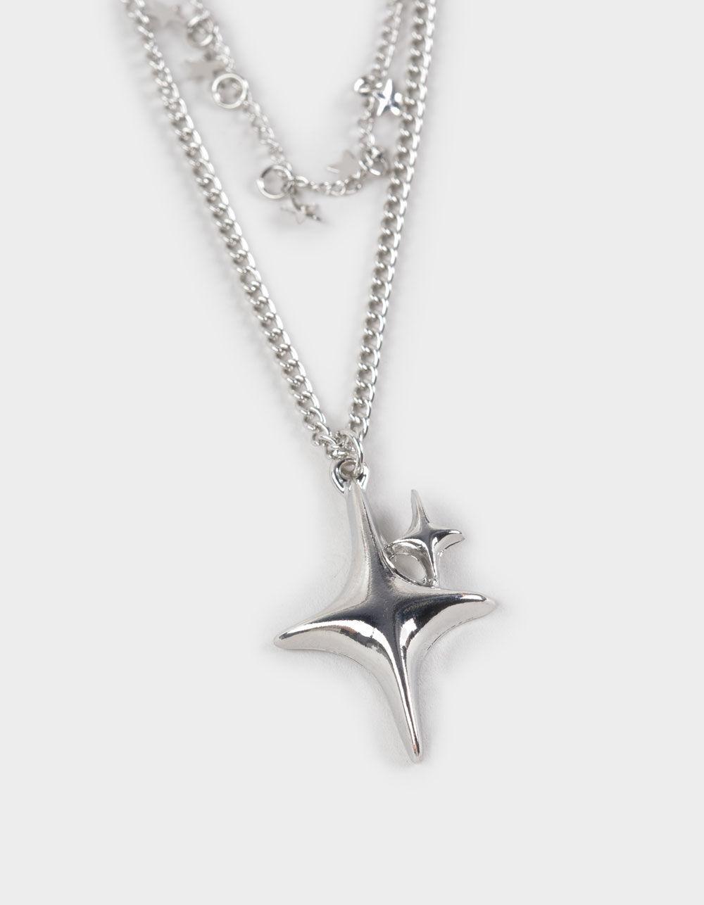 FULL TILT Layered Star Necklace - SILVER Product Image