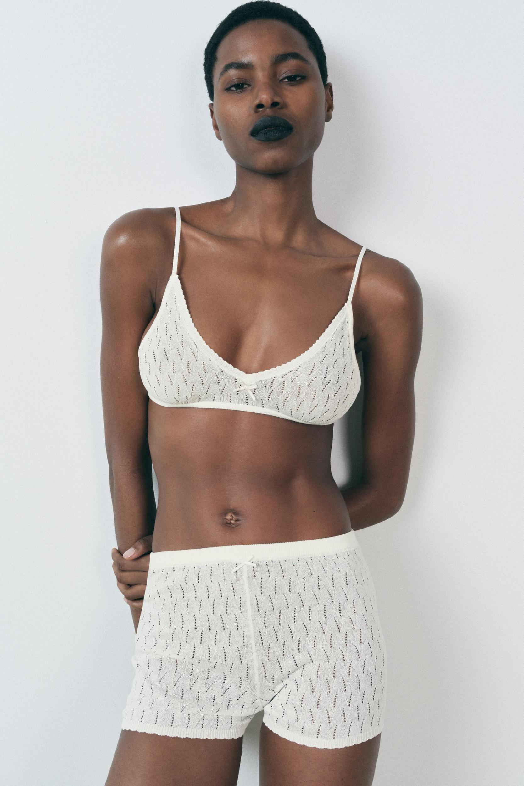 POINTELLE KNIT BOW BRALETTE Product Image