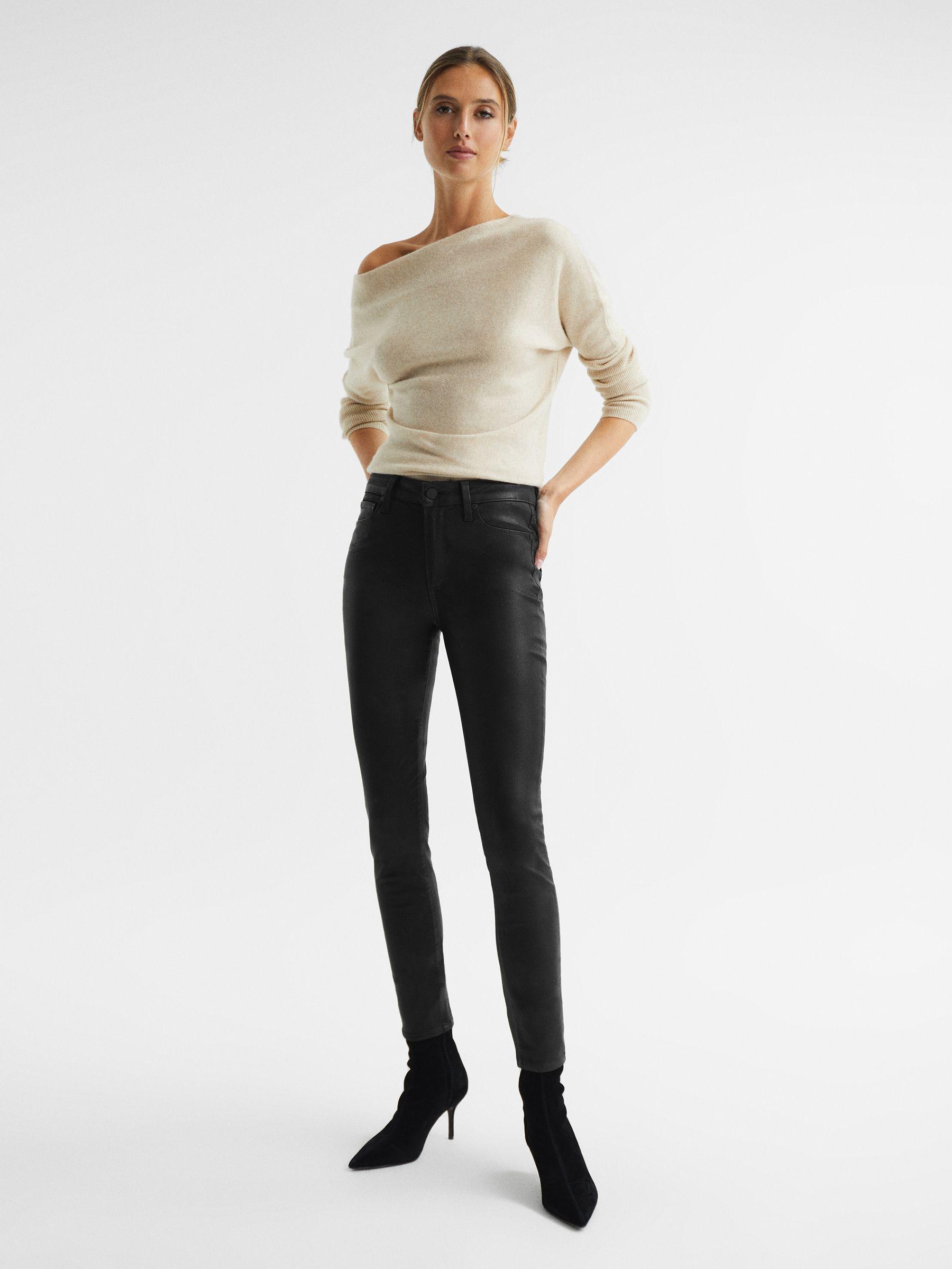 PAIGE Coated Skinny Jeans in Black Product Image