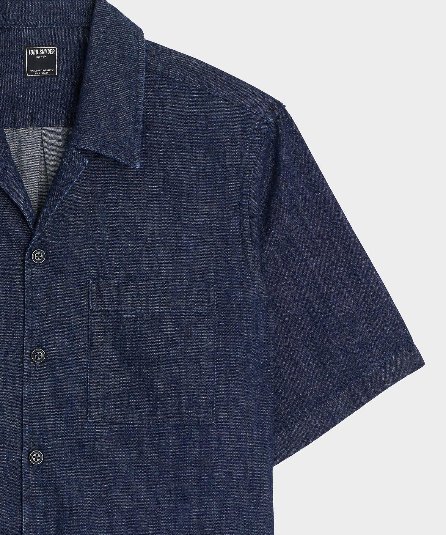 Relaxed Denim Camp Collar Shirt Product Image