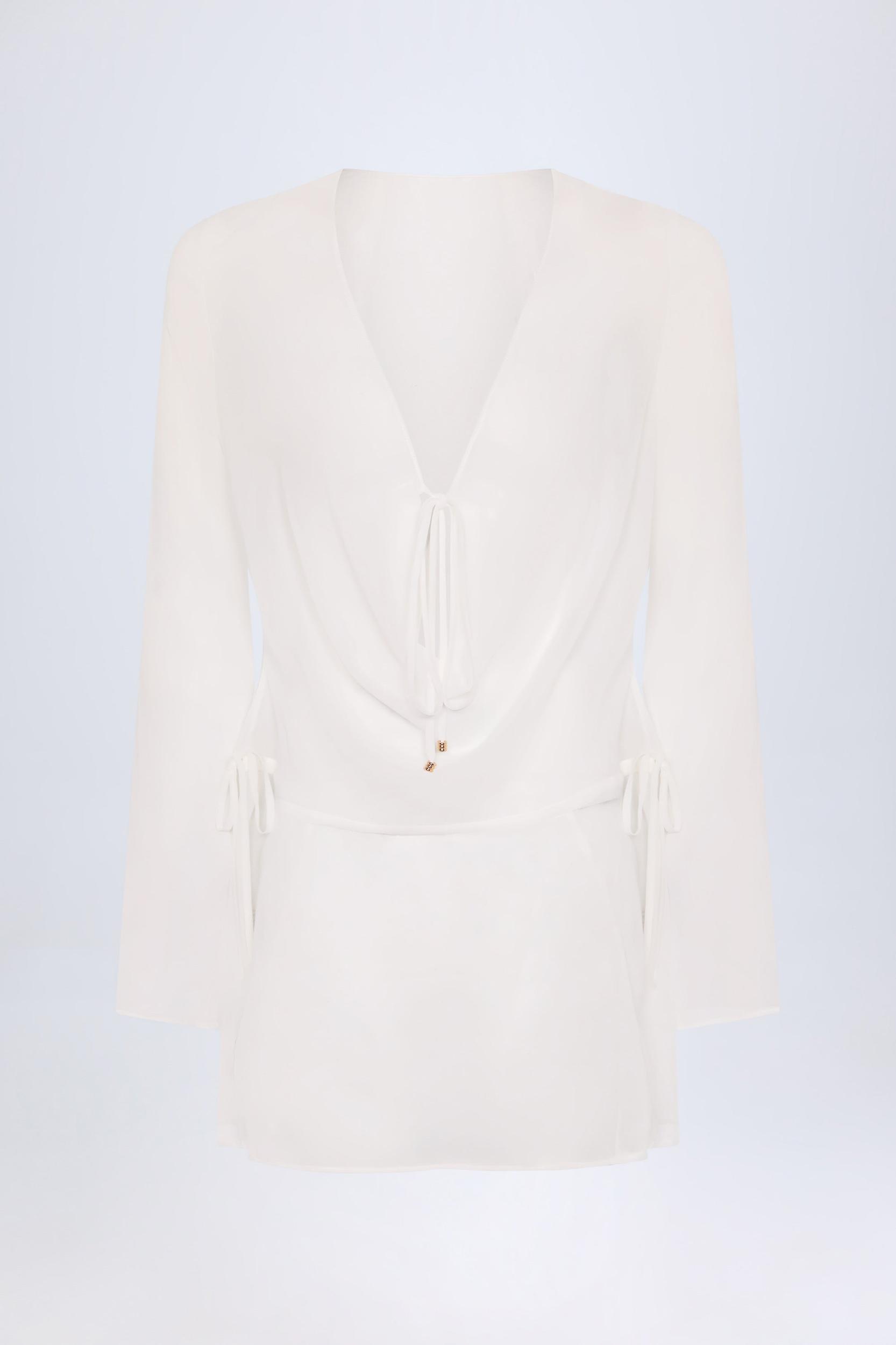 Cowl-Neck Mini Dress in White Product Image
