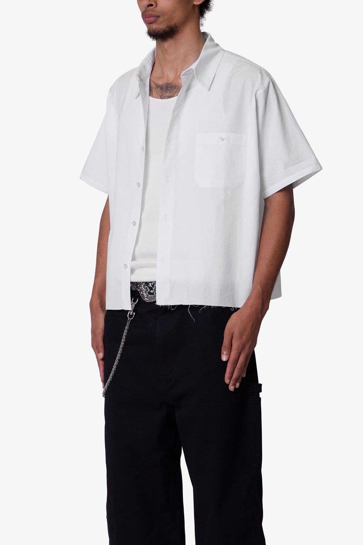 Poplin Cropped S/S Shirt - White Product Image