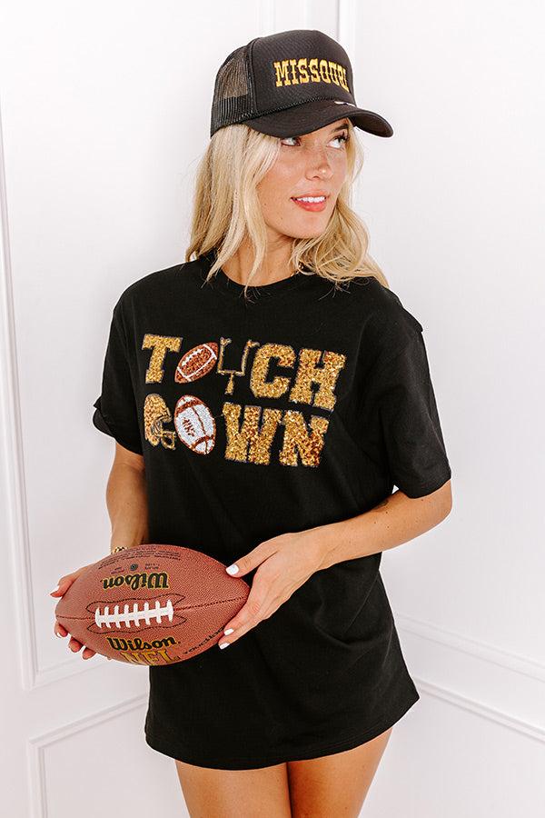 The Final Touch Down Sequin Oversized Tee in Black Product Image