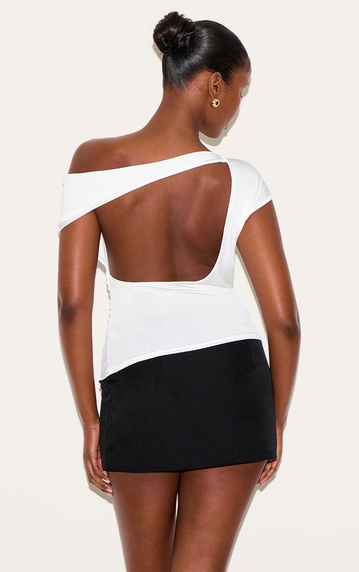 White Slinky Backless Asymmetric Long Top Product Image