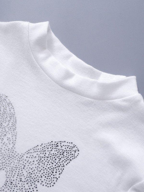 Butterfly Diamond Short Sleeve Crop Top Product Image