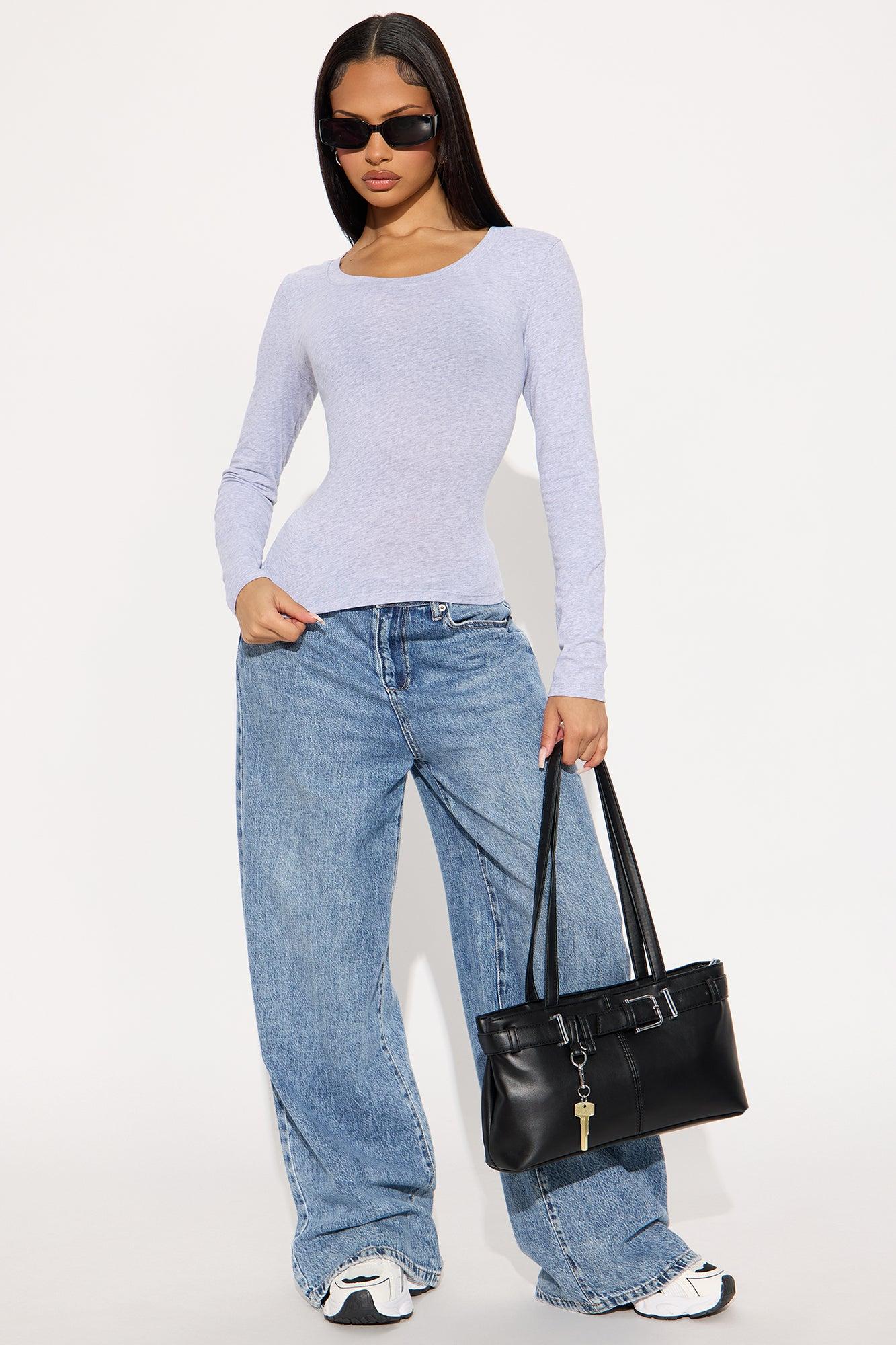 Elise Round Neck Long Sleeve Top - Heather Grey Female Product Image