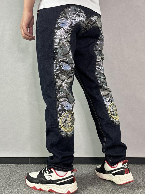 Men's Graphic Print Loose Jeans Product Image