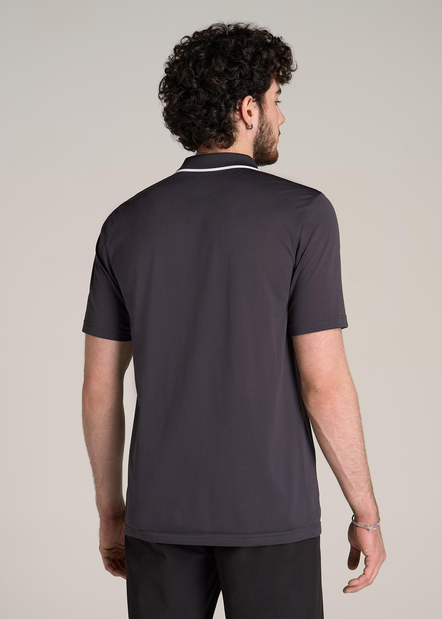 A.T. Performance Tipped Golf Polo for Tall Men in Charcoal Male Product Image