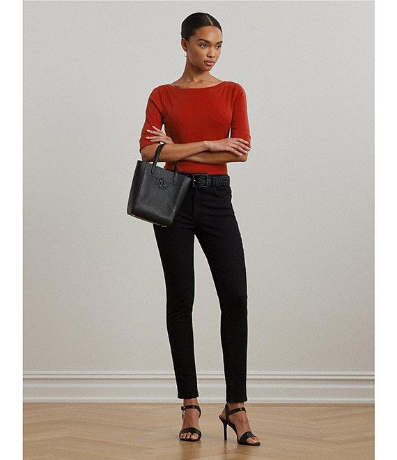 Lauren Ralph Lauren Stretch Cotton Boatneck Elbow-Length Sleeve T-Shirt Product Image