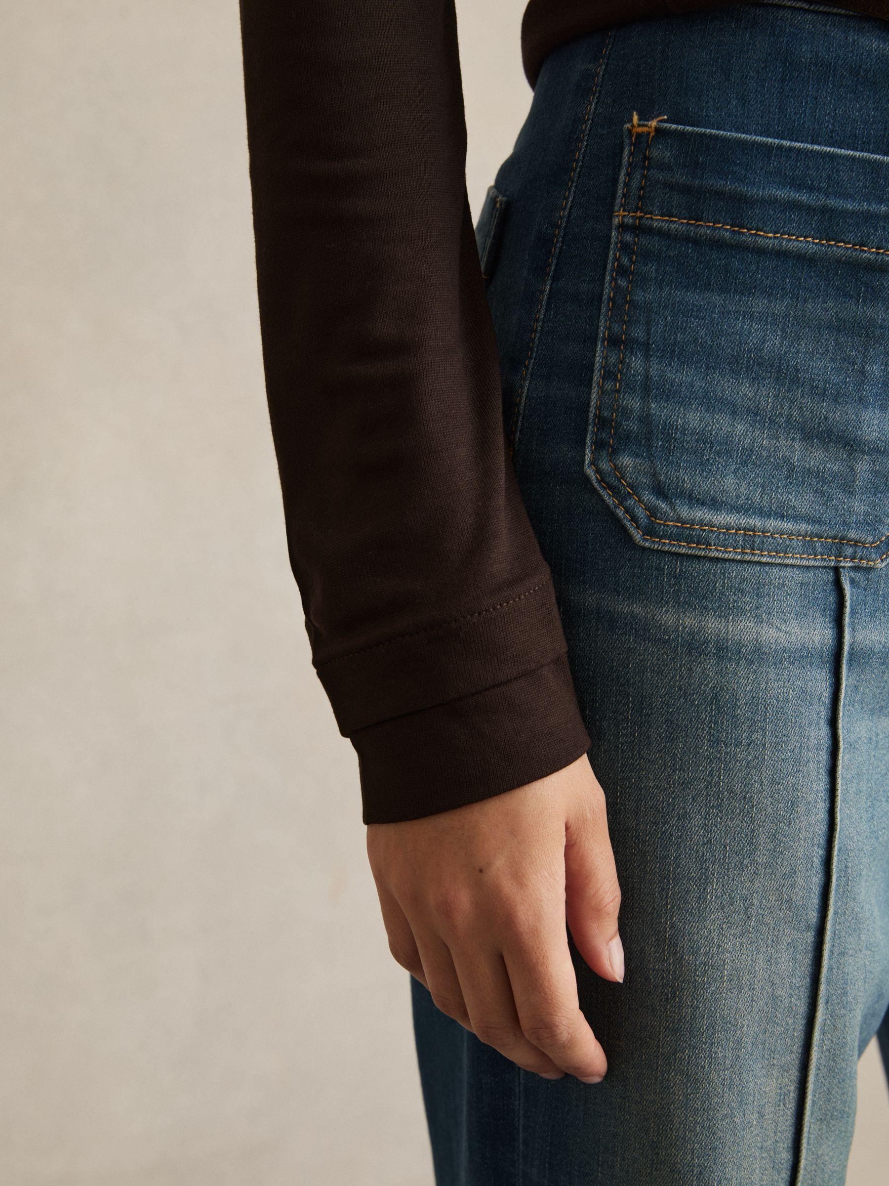 Jersey V-Neck Top in Chocolate Product Image