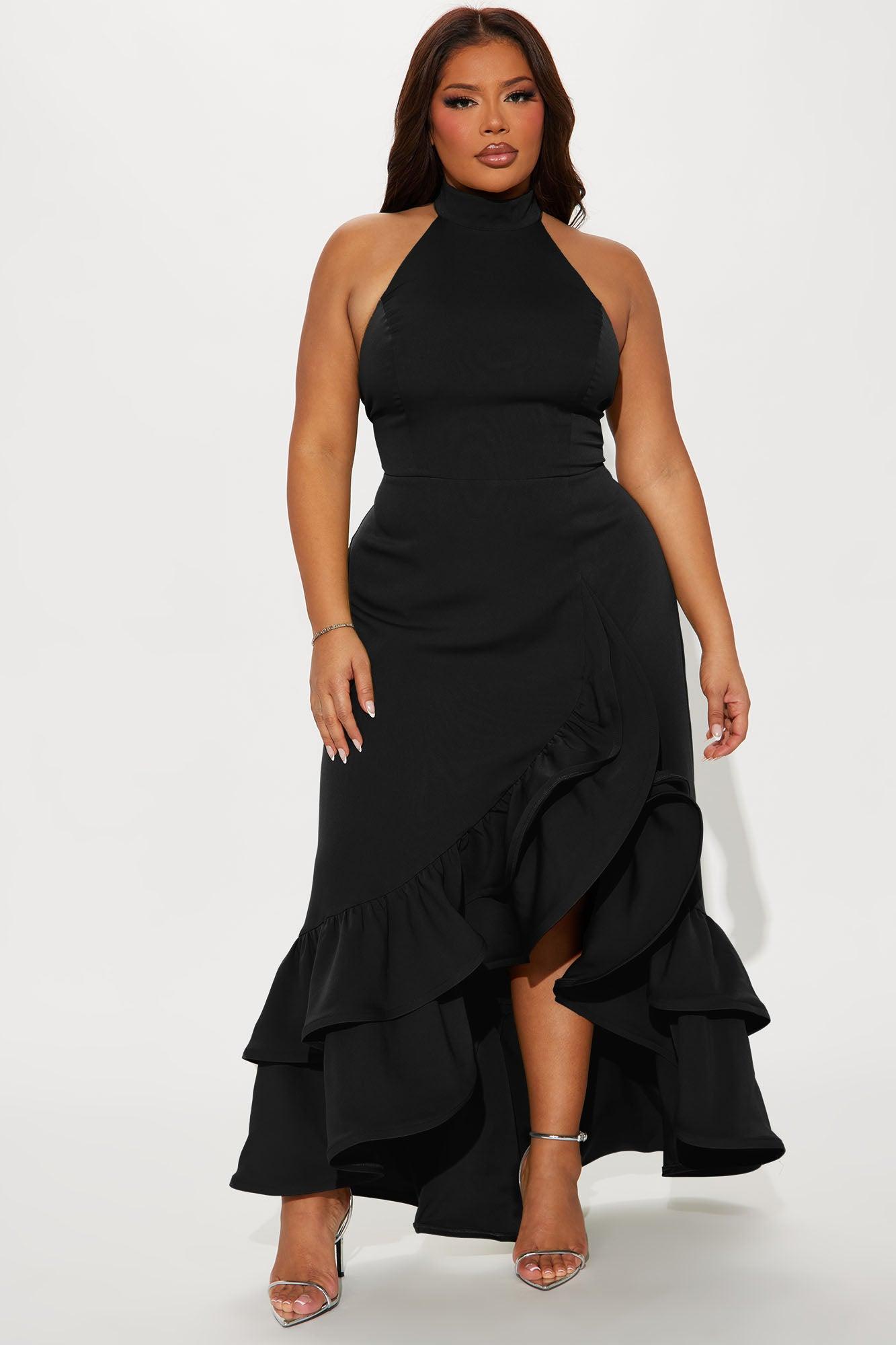 Olivia Ruffle Maxi Dress - Black Female Product Image