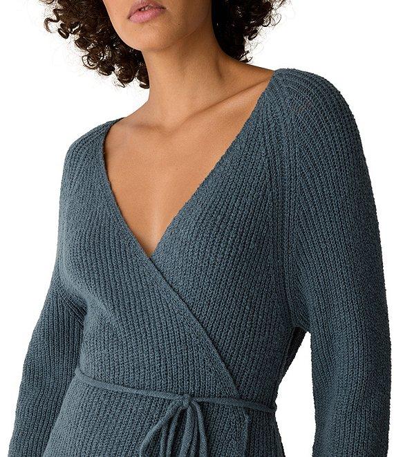 Eileen Fisher Organic Cotton Blend Ribbed Knit V-Neck Long Sleeve Wrap Cardigan Product Image