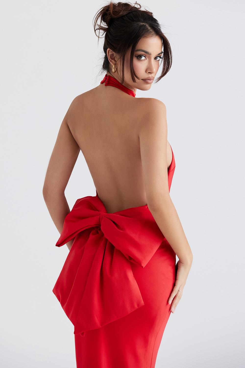 Ilaria  red bow halter dress Product Image