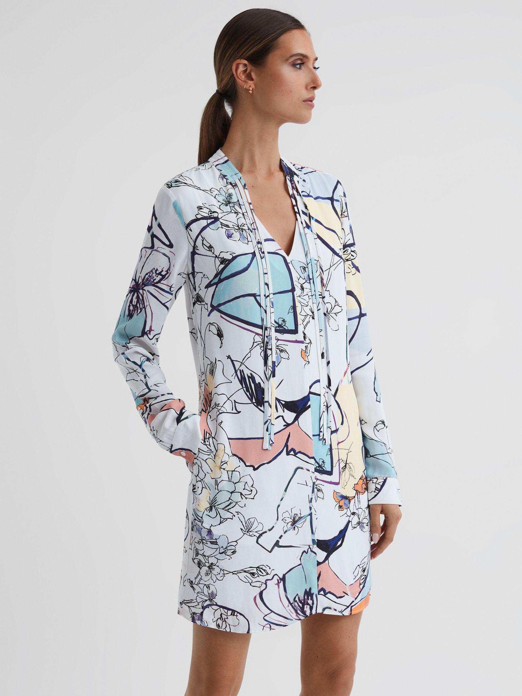 Printed Shift Dress in Multi Product Image